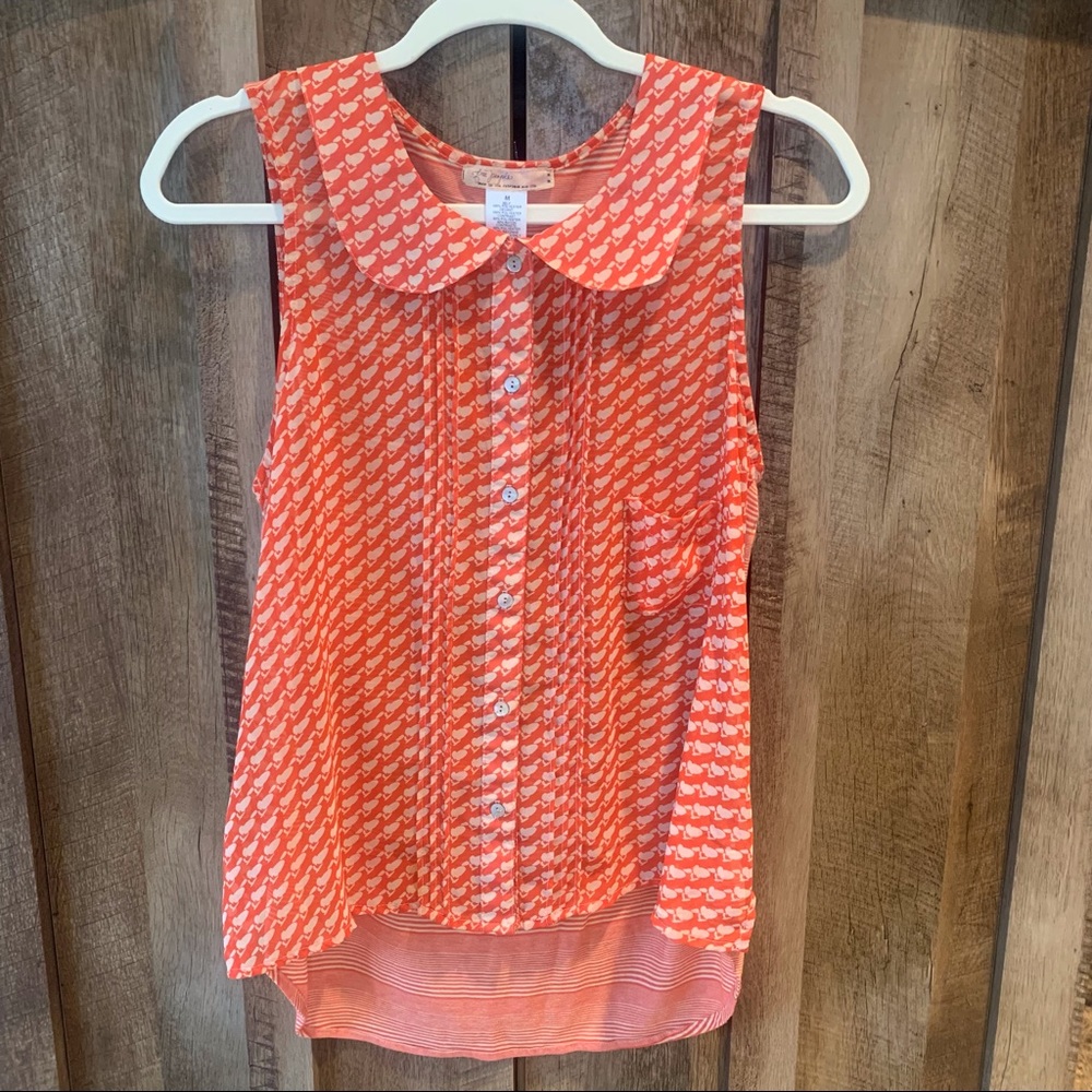 Free People sleeveless button down collar pocket top M